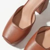 Leather Platform Heeled Sandals