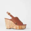 Leather Platform Wedge Sandals