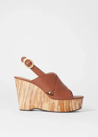 Leather Platform Wedge Sandals