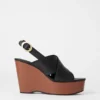 Leather Platform Wedge Sandals