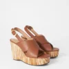 Leather Platform Wedge Sandals