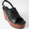 Leather Platform Wedge Sandals