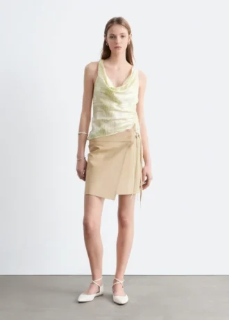 Leather Wrap Mini Skirt