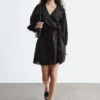 Linen Wrap Mini Dress