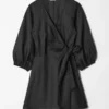 Linen Wrap Mini Dress