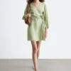 Linen Wrap Mini Dress