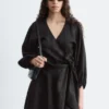 Linen Wrap Mini Dress