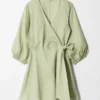 Linen Wrap Mini Dress