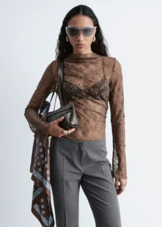 Long-Sleeve Lace Top