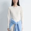Long-Sleeve Pointelle-Knit Top