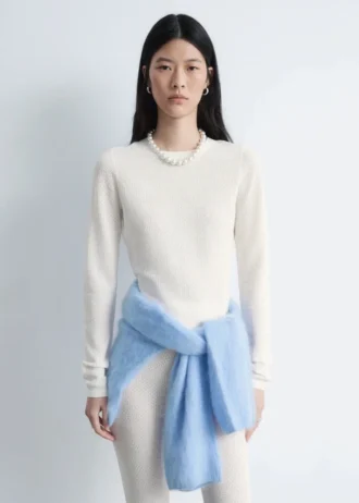 Long-Sleeve Pointelle-Knit Top