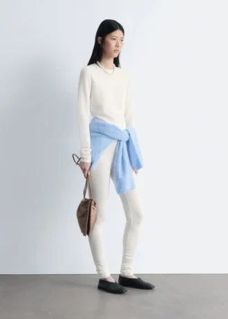 Long-Sleeve Pointelle-Knit Top