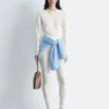 Long-Sleeve Pointelle-Knit Top