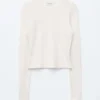 Long-Sleeve Pointelle-Knit Top