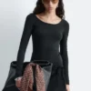 Long-Sleeve Scoop-Neck Top