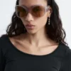 Long-Sleeve Scoop-Neck Top