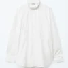 Long Stand-Collar Cotton Shirt