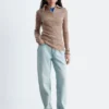 Melange Knit Half-Zip Top