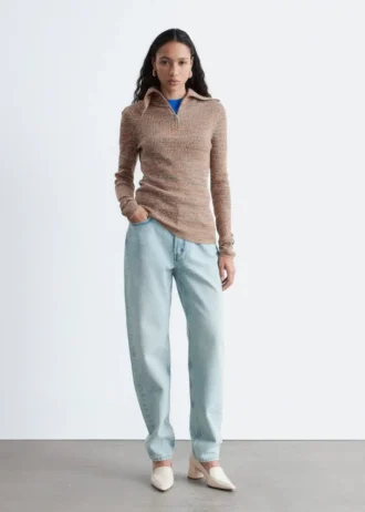 Melange Knit Half-Zip Top