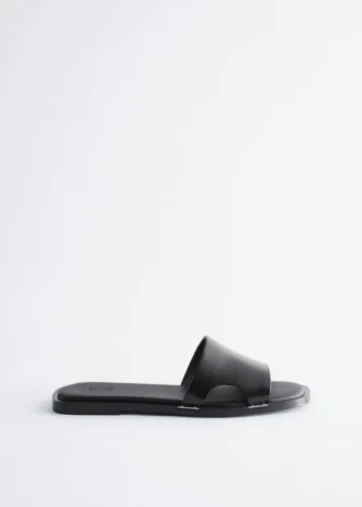 Metal-Detail Leather Slides