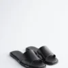 Metal-Detail Leather Slides
