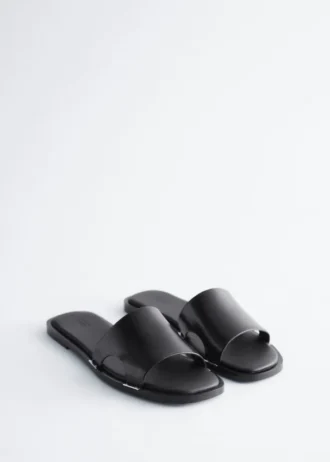 Metal-Detail Leather Slides