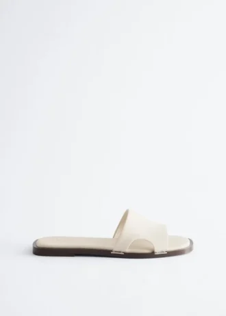 Metal-Detail Leather Slides