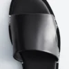 Metal-Detail Leather Slides