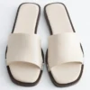 Metal-Detail Leather Slides