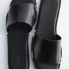 Metal-Detail Leather Slides