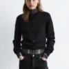 Mohair-Blend Brushed Cardigan