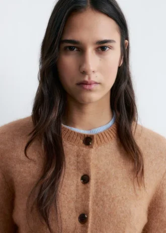 Mohair-Blend Brushed Cardigan
