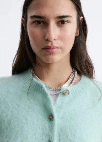 Mohair-Blend Brushed Cardigan