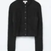 Mohair-Blend Brushed Cardigan