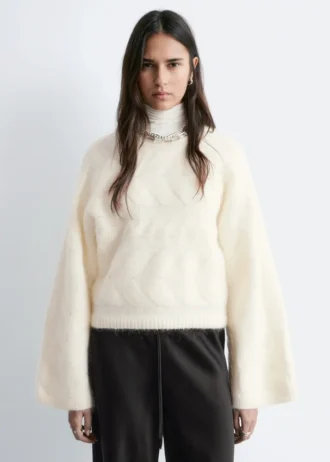 Mohair-Blend Cable-Knit Jumper