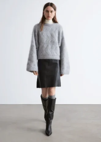 Mohair-Blend Cable-Knit Jumper