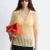Open-Knit Polo Top