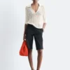 Open-Knit Polo Top