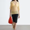 Open-Knit Polo Top