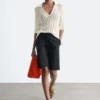 Open-Knit Polo Top