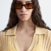 Open-Knit Polo Top