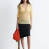 Open-Knit Polo Top