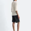 Open-Knit Polo Top