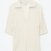 Open-Knit Polo Top