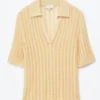 Open-Knit Polo Top