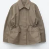 Oversized Drawstring Utility Jacket