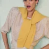 Gathered Tie-Belt Blouse