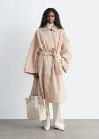 Oversized Pinstripe Trench Coat
