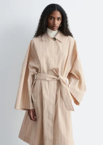 Oversized Pinstripe Trench Coat