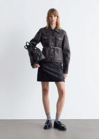 Patch-Pocket Leather Jacket
